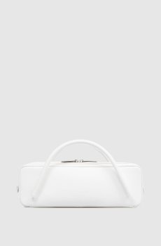 Белая кожаная сумка-багет
