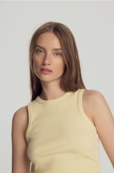 Reserved - Бавовняний топ - світло-жовтий - 6167E-10X
