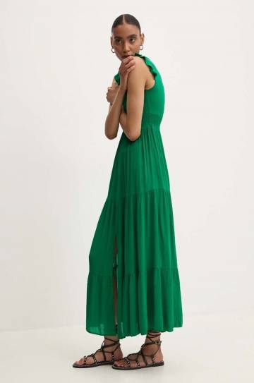 Платье Answear Lab цвет зелёный maxi расклешённая Платье Answear Lab цвет зелёный maxi расклешённая