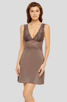 Женская коричневая ночная рубашка Коричневый 36 MARC&ANDRE S5-17PS103