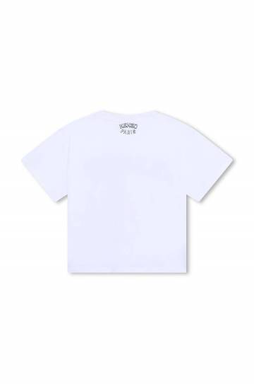 Детская хлопковая футболка Kenzo Kids цвет белый с принтом K60746 Детская хлопковая футболка Kenzo Kids цвет белый с принтом K60746