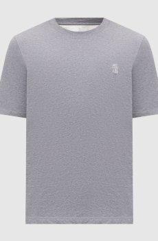 Футболка серого цвета с принтом эмблемы
