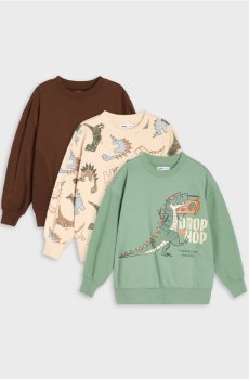 Бавовняні світшоти crewneck з мотивом динозаврів - пильно-зелений