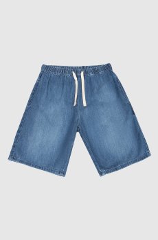 Детские синие джинсовые шорты с принтом логотипа