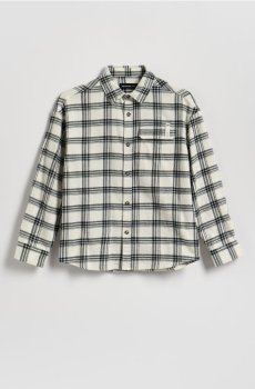 Reserved - Картата сорочка oversize - кремовий - 048FO-01X