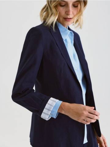 Reserved - Лляний піджак - темно-синій - YS761-59X