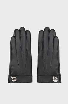 Женские черные кожаные перчатки K IKONIK 2.0 LEATHER FF GLOVE Черный S Karl Lagerfeld 246W3607