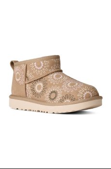Детские замшевые зимние ботинки UGG KIDS CLASSIC ULTRA MINI SUN STITCH