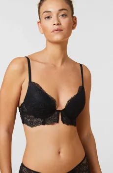 Женский черный бюстгальтер пуш-ап MYSTERE Черный 75C Etam 6535708