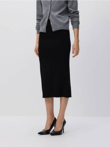 Reserved - Спідниця міді з віскози - чорний - 987GA-99X