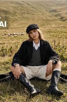 Сорочка з жилетом із візерунком косами - темно-сірий