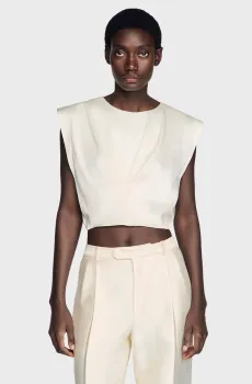 Женский белый топ Белый S Sandro SFPTO00867_Ecru