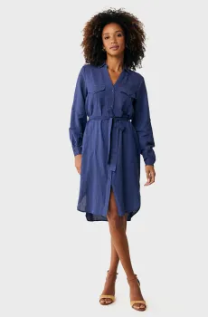 Женское синее льняное платье Синий 36 Mexx MF006301951W