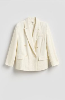 Reserved - Двобортний блейзер із додаванням віскози - білий - 297KK-00X
