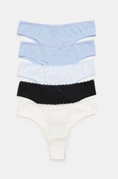 Бавовняні бразильські трусики з мереживом 5 упаковки - різнобарвний