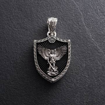 Серебряный кулон "Св. Георгий Подебедоносец" с эбеновым деревом 1270 Серебряный кулон "Св. Георгий Подебедоносец" с эбеновым деревом 1270