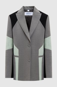 Серый жакет из шерсти Color Block