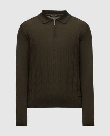 Зеленое поло из кашемира и шелка с логотипом