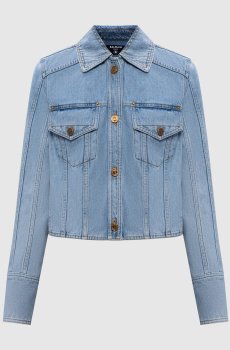 Голубая укороченная джинсовая куртка