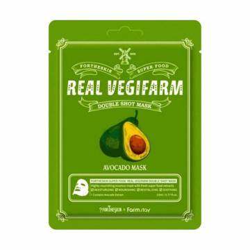 Тканевая маска для лица Fortheskin Super Food Real Vegifarm Double Shot Mask Avocado, 23 мл Тканевая маска для лица Fortheskin Super Food Real Vegifarm Double Shot Mask Avocado, 23 мл
