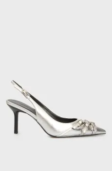 Женские серебристые кожаные слингбэки Baila Серебряный 37 PRPY PRSDS75007W