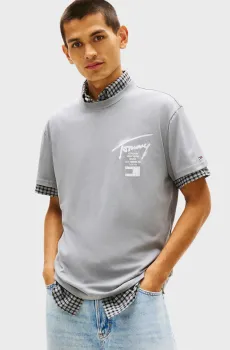 Мужская серая футболка REG CITY Серый L Tommy Jeans DM0DM22553