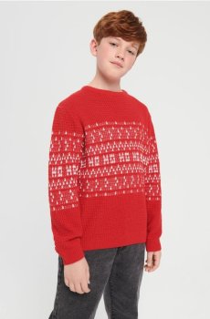 Святковий светр із скандинавським зимовим візерунком - червоний