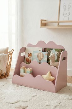 Книжкова полиця з хвилястим краєм - пастельний рожевий