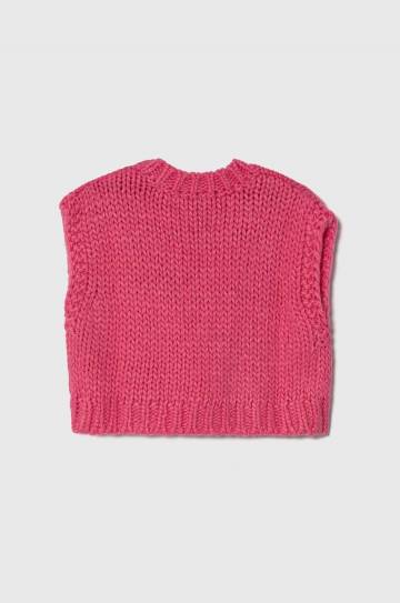 Жилетка с примесью шерсти United Colors of Benetton цвет розовый Жилетка с примесью шерсти United Colors of Benetton цвет розовый