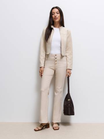 Mohito - Розкльошені джинси з високою посадкою - бежевий - 32