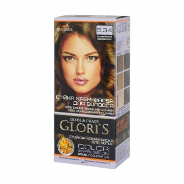 Стойкая крем-краска для волос Gloris Gloss & Grace для двух применений 5.34 Лесной орех, 130 мл Стойкая крем-краска для волос Gloris Gloss & Grace для двух применений 5.34 Лесной орех, 130 мл