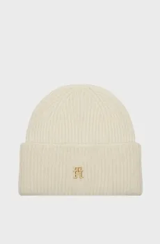 Женская белая шапка TH LUXE BEANIE Белый ONESIZE Tommy Hilfiger AW0AW16628