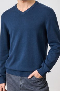 Джемпер з V-подібним викотом - синій