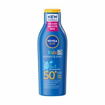 Детский солнцезащитный лосьон NIVEA Sun Kids Protect & Care 5 In 1 Защита и уход, SPF 50+, 200 мл Детский солнцезащитный лосьон NIVEA Sun Kids Protect & Care 5 In 1 Защита и уход, SPF 50+, 200 мл