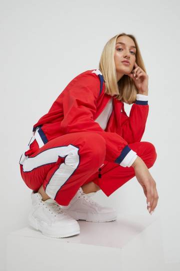 Спортивные штаны Fila женские цвет красный с узором Спортивные штаны Fila женские цвет красный с узором