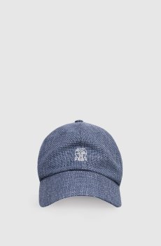 Детская синяя кепка из шерсти, шелка и льна