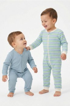 Бавовняний ромпер, 2 шт. - блакитний