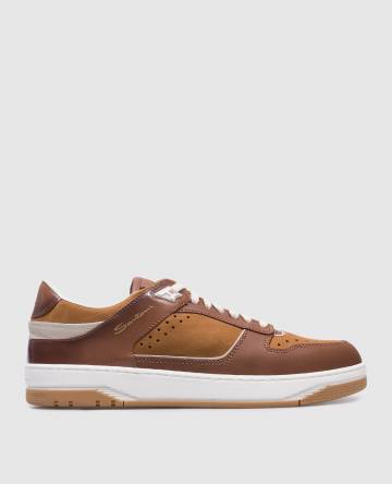 Коричневые кожаные кроссовки Sneak Air с логотипом Коричневые кожаные кроссовки Sneak Air с логотипом