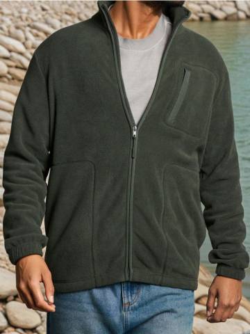 Флісова толстовка з кишенями - темно-зелений