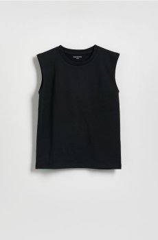 Reserved - Бавовняна футболка без рукавів - чорний - 957IX-99X