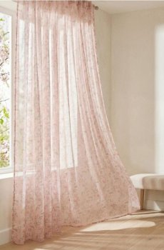 Штора на тасьмі з квітковим візерунком - кремовий