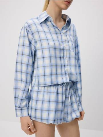 Reserved - Картаті балонні шорти - блідо-блакитний - 195IH-05X