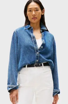Женская синяя джинсовая рубашка Синий XXS Tommy Hilfiger WW0WW47219