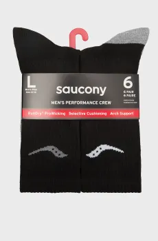 Мужские черные носки (6 пар) VENTILATING COMFORT FIT Черный 40-43 Saucony S611002-001