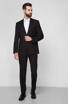 Мужской черный шерстяной костюм (пиджак, брюки) Черный 102 BOSS 50318521К;001