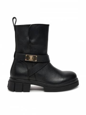 Tommy Hilfiger Ботильйони Biker Leather FW0FW08313 Чорний Tommy Hilfiger Ботильйони Biker Leather FW0FW08313 Чорний