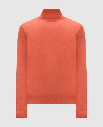 Оранжевый гольф из кашемира, шелка и льна