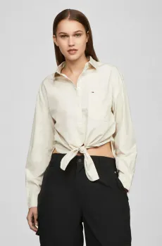Женская бежевая рубашка TJW FRONT TIE Бежевый XS Tommy Jeans DW0DW17520