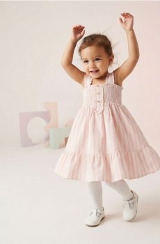 Сукня на бретелях з домішкою віскози та льону - кремовий