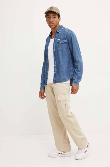 Джинсовая рубашка Guess Jeans мужская slim классический воротник M4YH55 D5EI1 Джинсовая рубашка Guess Jeans мужская slim классический воротник M4YH55 D5EI1